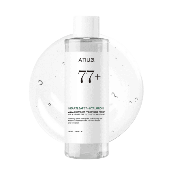 Fjerner hudplejeprodukt med anua 77+ hyaluronsyre til ansigtet, perfekt til daglig hudpleje, beroligende toner, hydratiserende og modvirker aldring.