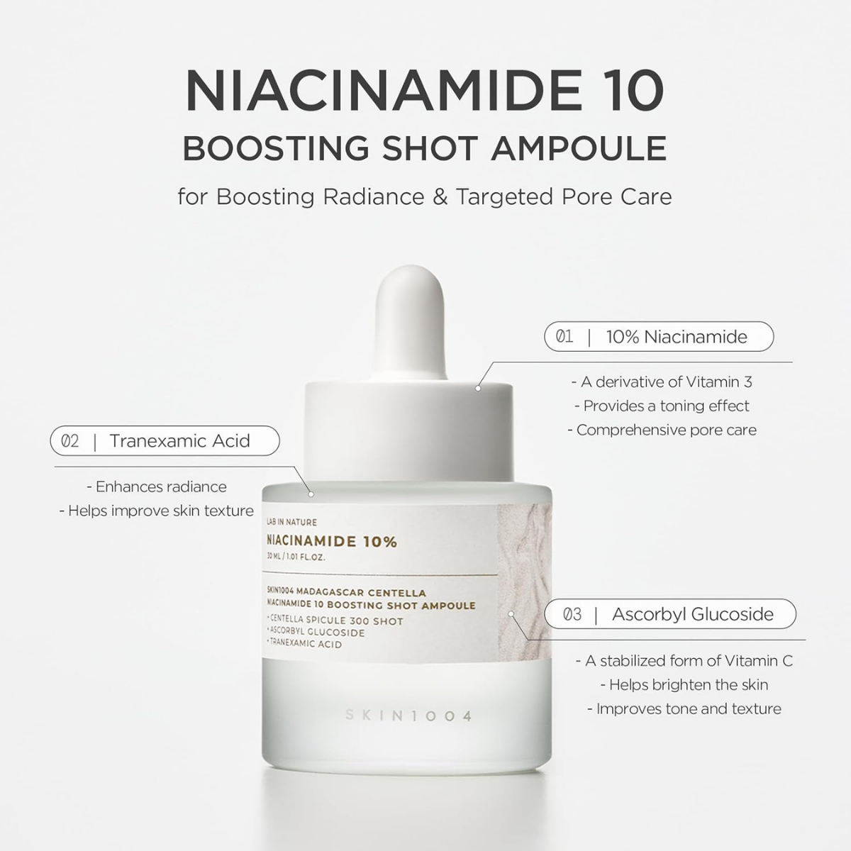 SKIN1004 - Madagascar Centella Niacinamide 10 Boosting Shot Ampoule 30 ml - Billede 2