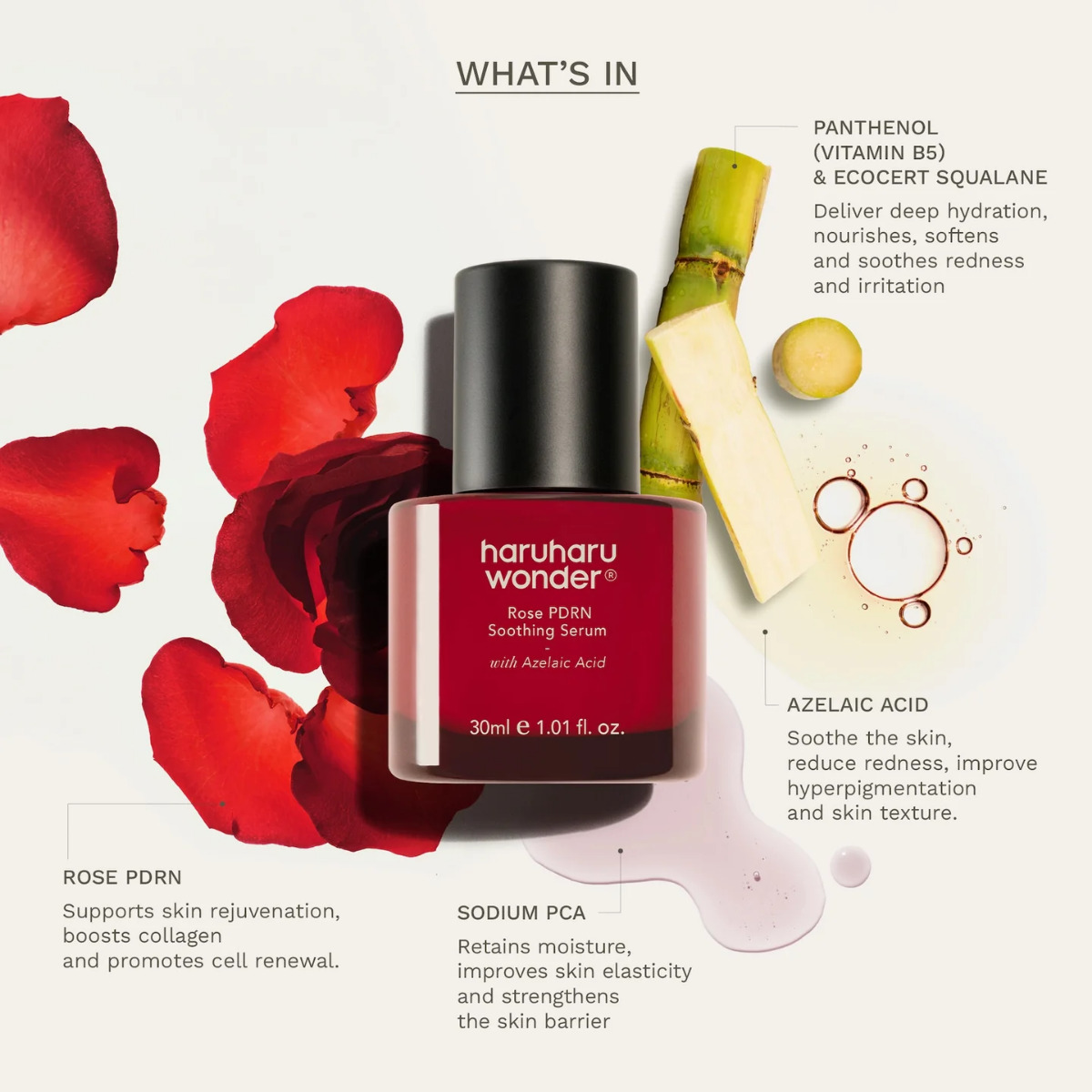 HaruHaru Wonder - Rose PDRN Soothing Serum 30 ml - Billede 2
