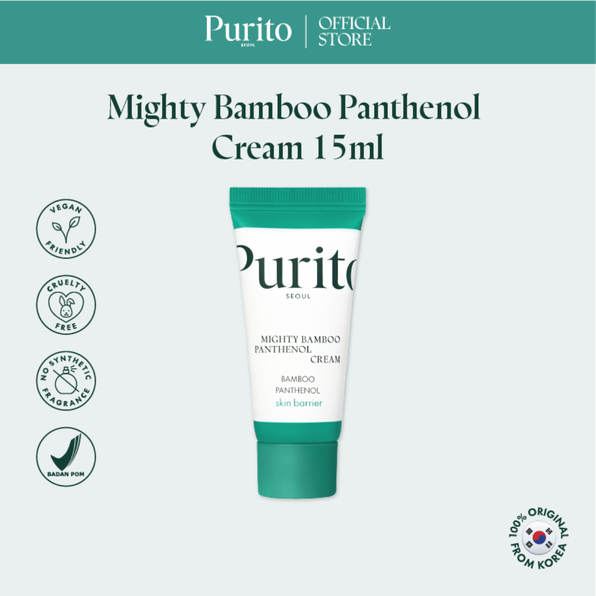 Purito - Mighty Bamboo Panthenol Cream 15 ml - Billede 2