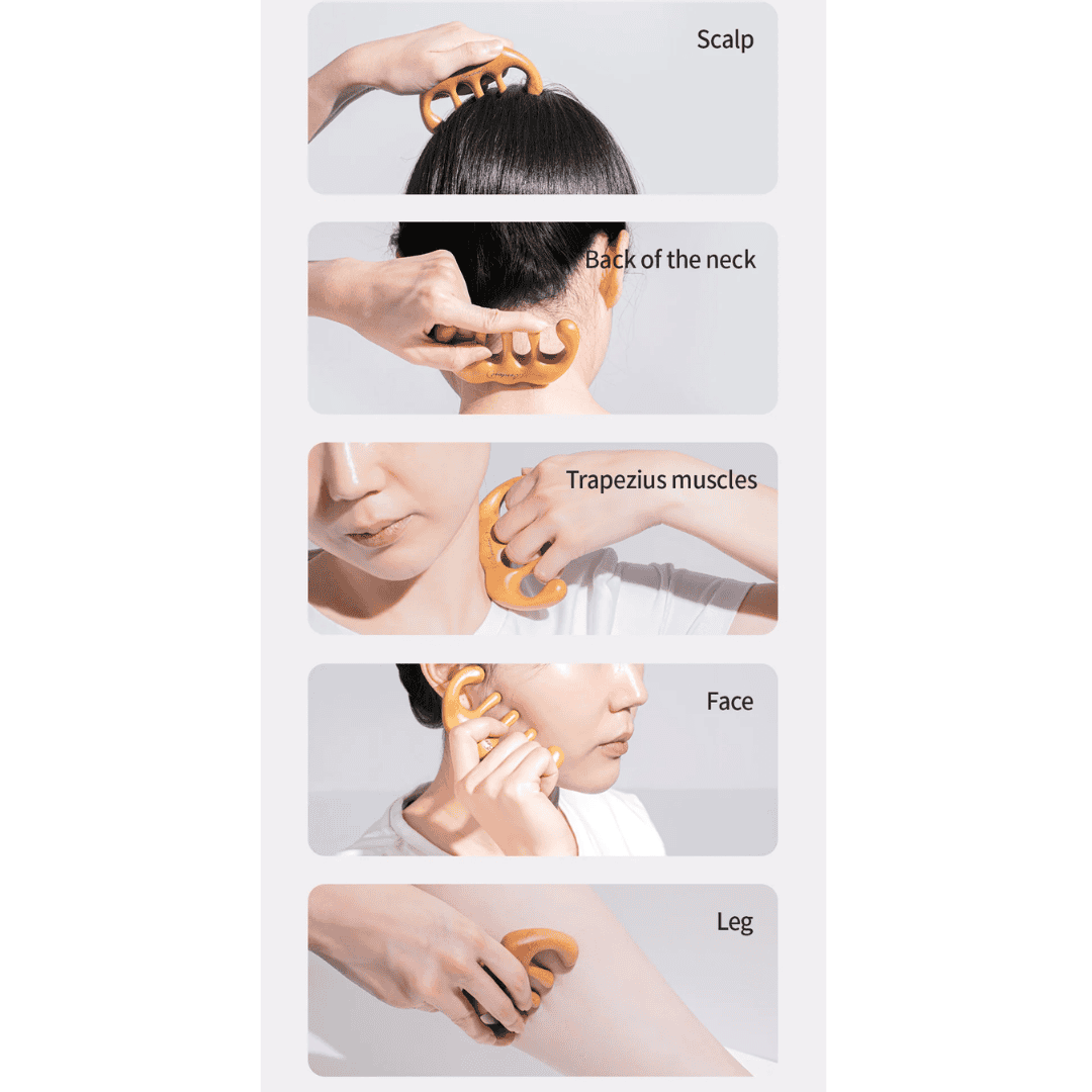 Skalp behandling med massagehjul til håret, nakken, trapezius muskler, ansigt og ben for forbedret hud og muskelpleje – multifunktionelle værktøjer fra MySkin.