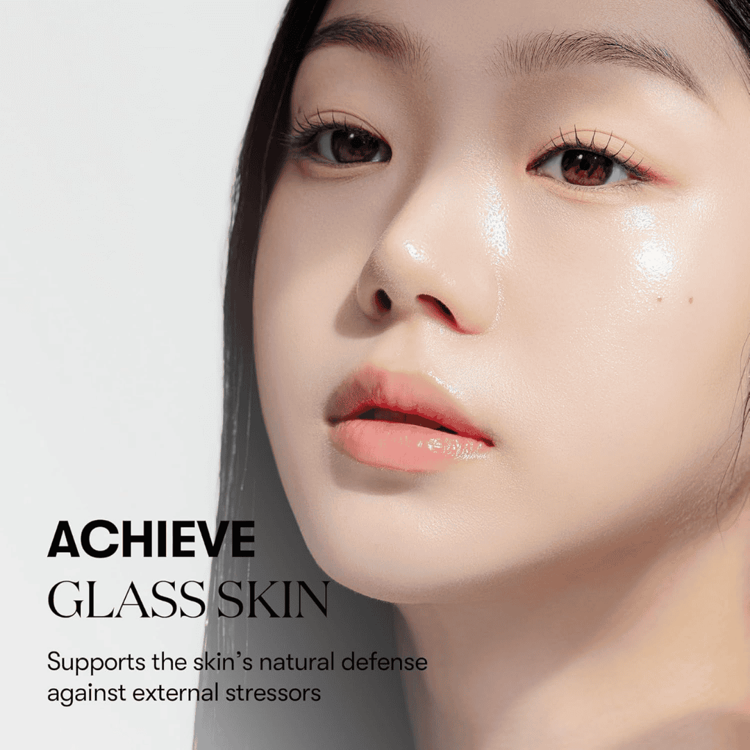 Glasagtig hudpleje til hudsundhed og beskyttelse, fremmer naturlig forsvar mod eksterne påvirkninger, ideal til sund, glødende hud, fokus på anti-aging og beskyttelse.