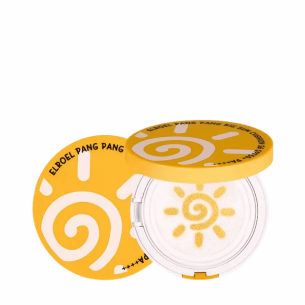 Solfarvet blush med sol- og spiraldesign, perfekt til brune øjne og sommer makeup, tilføjer glød og friskhed.