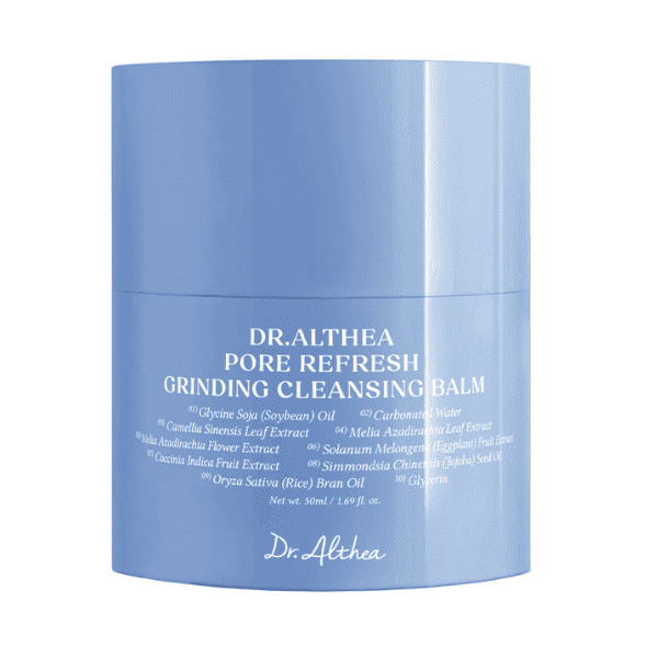 Følsom hudplejeprodukt mod rifter og tilstoppede porer, Dr. Althea Pore Refresh Grinding Cleansing Balm, til dybderensning og opfriskning af huden, 50 ml, dermatologisk testet og egnet til alle hudtyper.