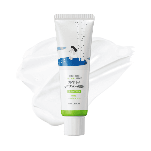 Glat solcreme med SPF 50+, beroligende birkesaft, beskyttelse mod UV-stråler for alle hudtyper, fugtgivende og beskyttende, ideel til daglig solbeskyttelse.