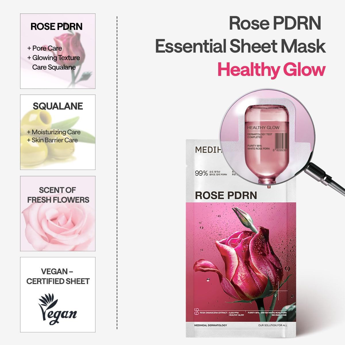 Mediheal - Rose Pdrn Essential Mask Healthy Glow - Billede 3