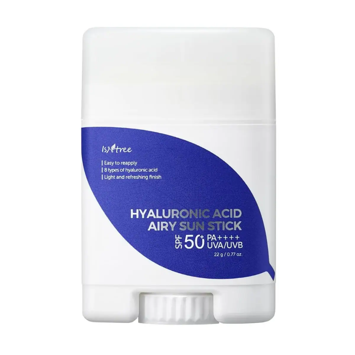 Hyaluronsyre ansigtsbeskyttende solstift med SPF 50, let at påføre, med 8 typer hyaluronsyre, giver en frisk finish og beskyttelse mod UVA/UVB-stråler for sund og hydreret hud.