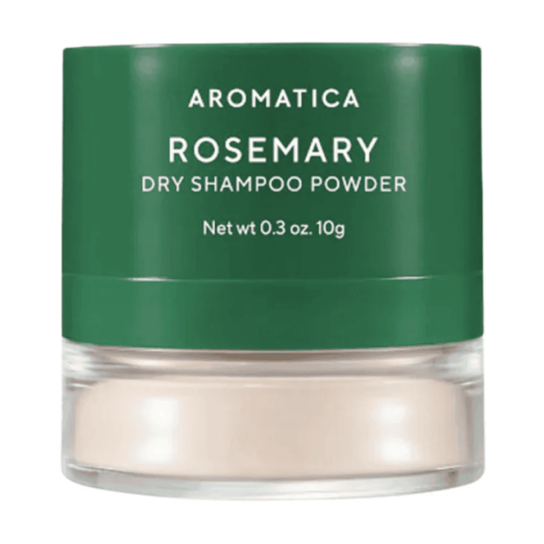 Glas med aromatisk rosmarin tørshampoo pulver, ideel til skadet eller fedtet hår, 10g, naturlig hårpleje.