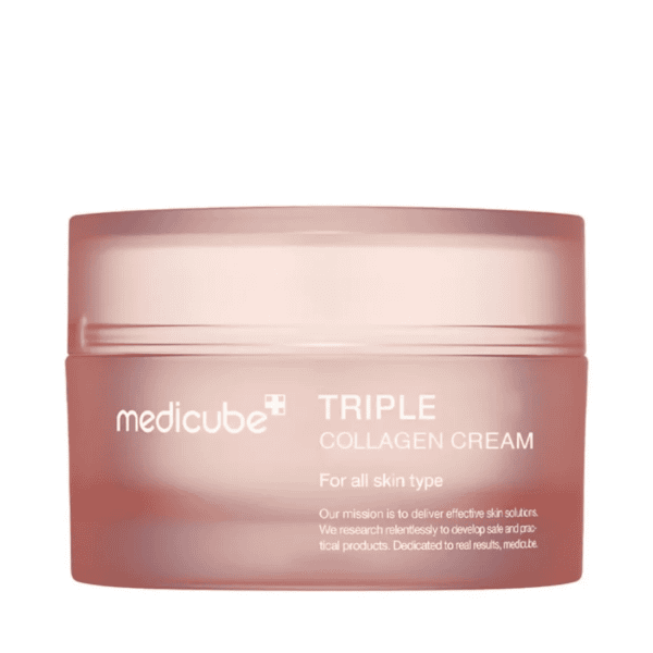 Dybt fugtmættende Collagen ansigtscreme i rosa beholder, velegnet til alle hudtyper, effektiv anti-aging plejeprodukt med kollagen.